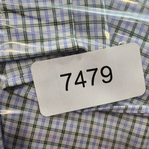 Mens Eagle Shirtmakers Blue Green Plaid Shirt Button Down Long Sleeve Size 18.5 - Picture 8 of 8